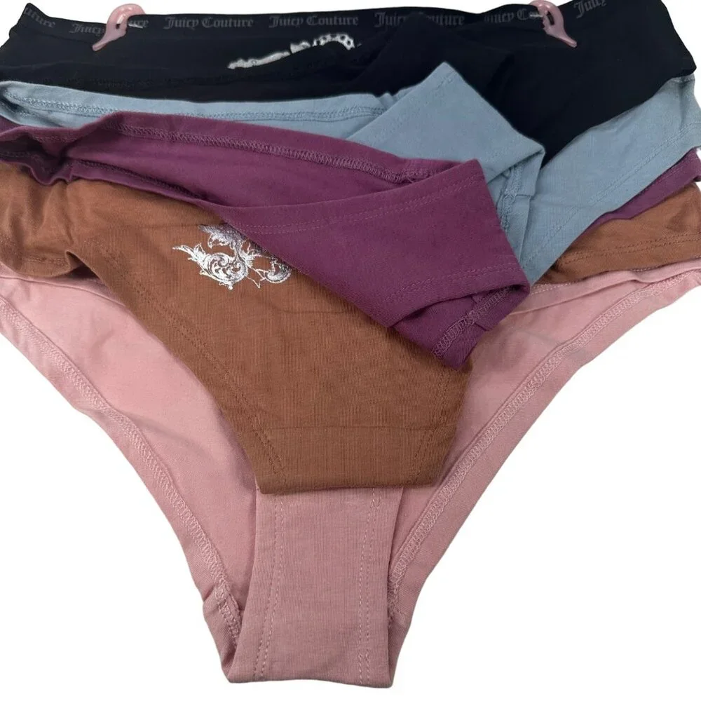 Lot Of 5 Juicy Couture Women's Sz Large Panty Brief Hipster Assorted Colors New